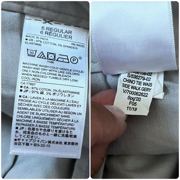 Banana Republic Factory Women’s Grey Chino Self Tie Waist Pocket Pant Size 6R - Picture 9 of 10